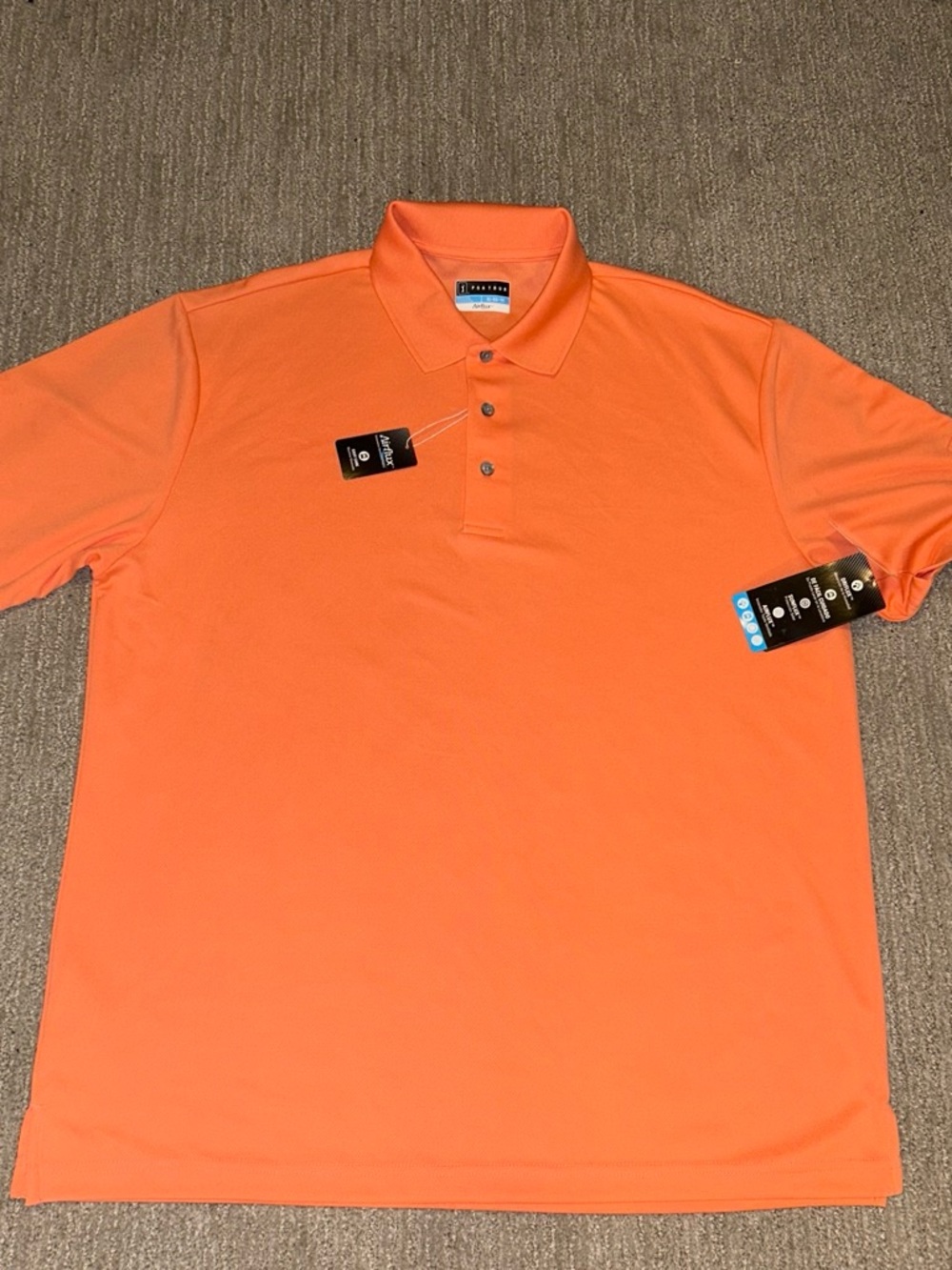 PGA Tour Orange Men's Short-Sleeve Polo